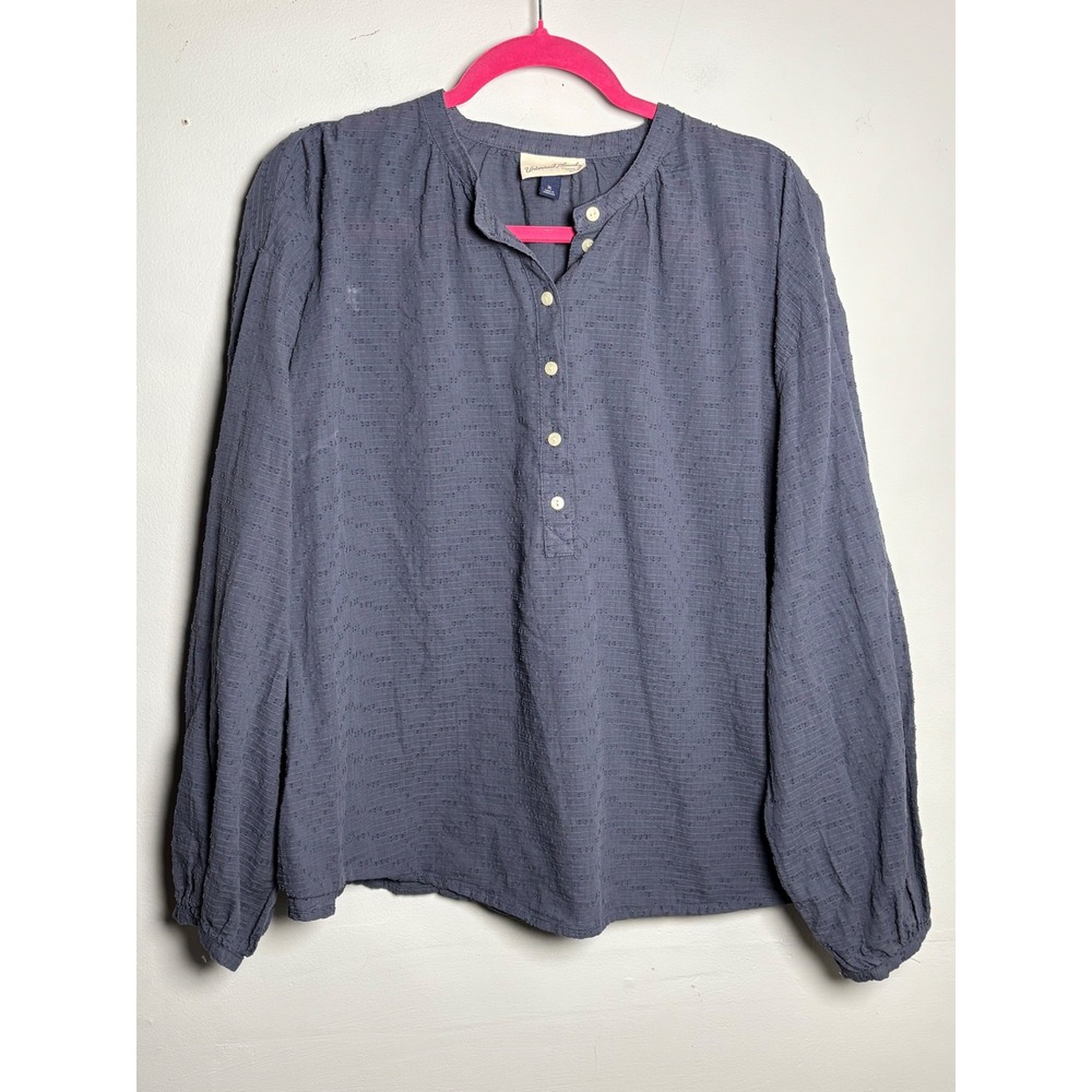 Universal Thread Dobby Henley Blouse Relaxed Layering Blue XL